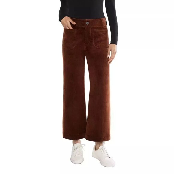 Matty M High-Rise Wide Leg Retro 70s Stretch Corduroy Pants Patch Pocket Lg - Picture 8 of 11
